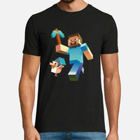 تیشرت با طرح Minecraft طرح استیو و مرغ