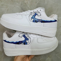 کفش اسپرت کاستوم کتونی با طرح موج کاناگاوا نایک nike ایرفورس air force تک سایز