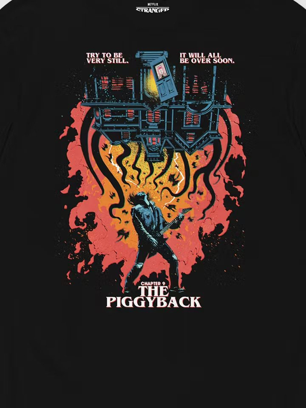 تی شرت استرنجر تینگز | تی شرت Stranger Things طرح x Butcher Billy The Piggyback Tee [Black]