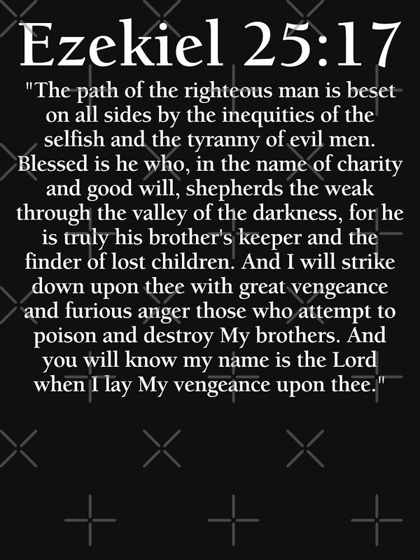 تی شرت کلاسیک داستان عامه پسند | تی شرت Pulp Fiction طرح Ezekiel 25:17