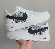 کفش اسپرت کاستوم کتونی ایرفورس  air force طرح Black Rose نایک nike