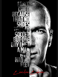 تیشرت ورزشی رئال مادرید | تیشرت Real Madrid CF طرح Black and white Zinedine Zidane quote poster