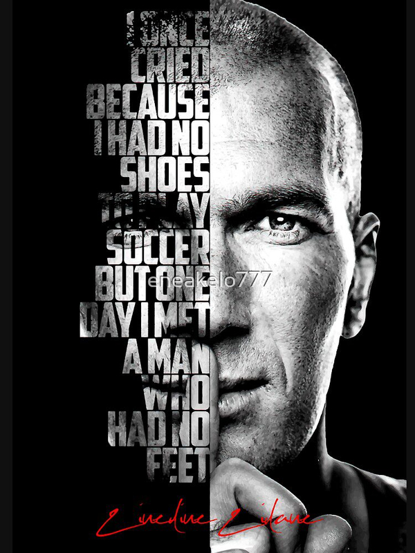 تیشرت ورزشی رئال مادرید | تیشرت Real Madrid CF طرح Black and white Zinedine Zidane quote poster