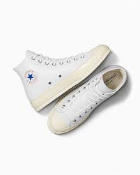 کفش اسپرت مدل کتونی  ال استار اصل ساق دار سفید مدل 1970 converse all star
