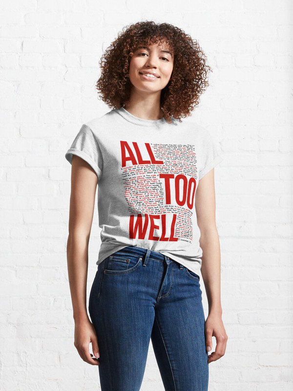 تی شرت کلاسیک تیلور سوئیفت | All Too Well (all lyrics) in White تک سایز