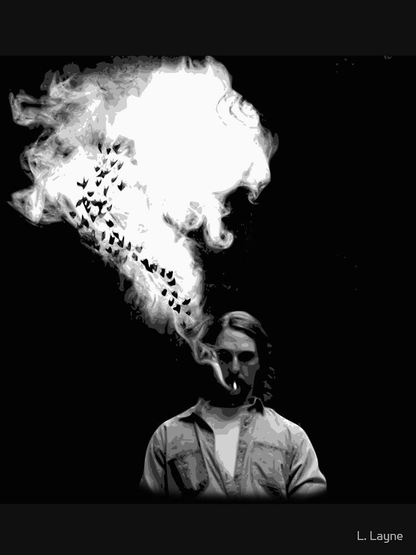 تی شرت کلاسیک طرح کارآگاه حقیقی | Rustin Cohle from True Detective Smoking a Cigarette