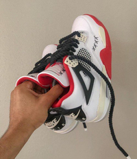 کتونی جردن ۴ سفید قرمز اصل | ساقدار Nike air jordan 4