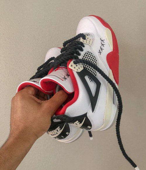 کتونی جردن ۴ سفید قرمز اصل | ساقدار Nike air jordan 4