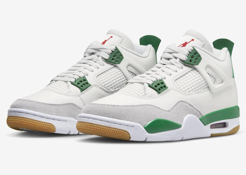 کتونی جردن ۴ سفید سبز اصل | ساقدار Nike air jordan 4