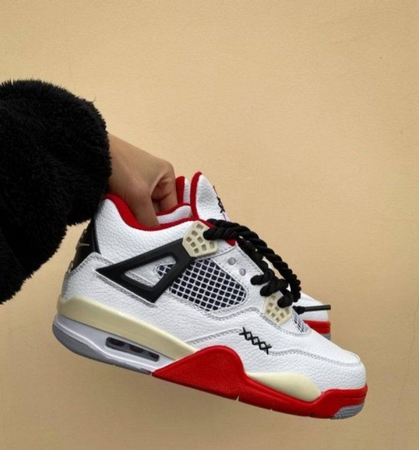 کتونی جردن ۴ سفید قرمز اصل | ساقدار Nike air jordan 4