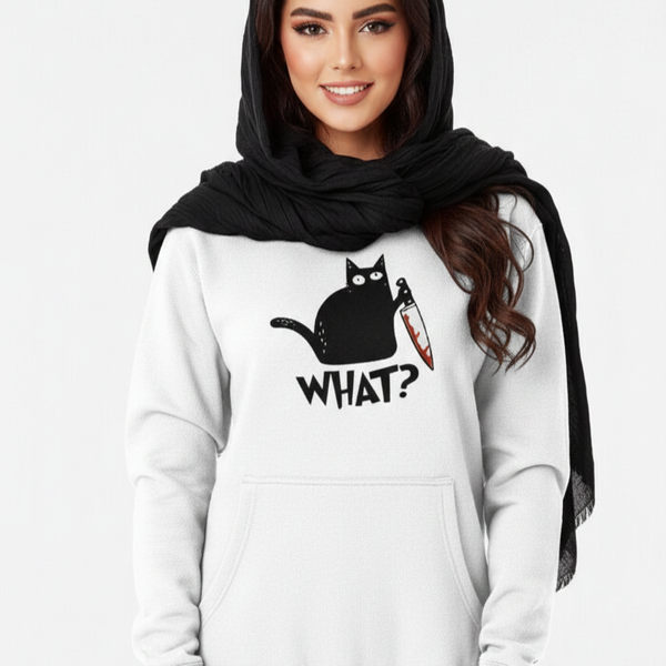 هودی هالوین طرح هودی هالوین طرح Cat What? Murderous Black Cat کد 261438