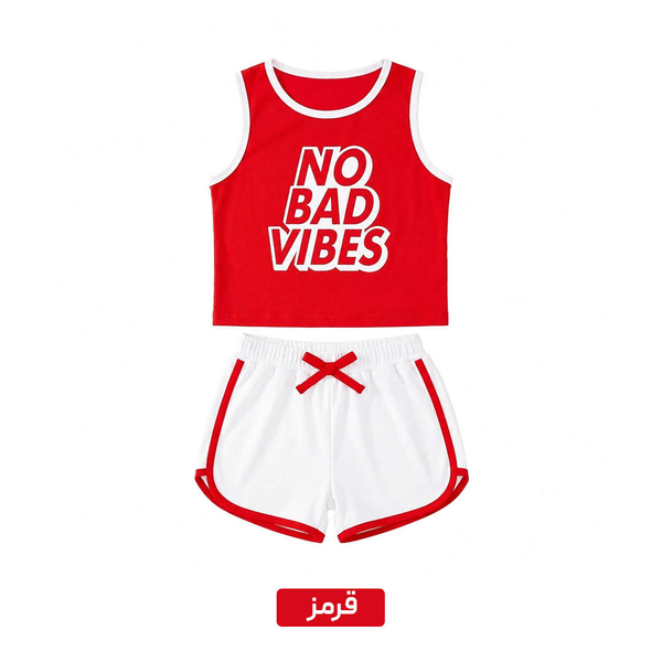 کراپ شورتک مدل NO BAD VIBES فری سایز 3