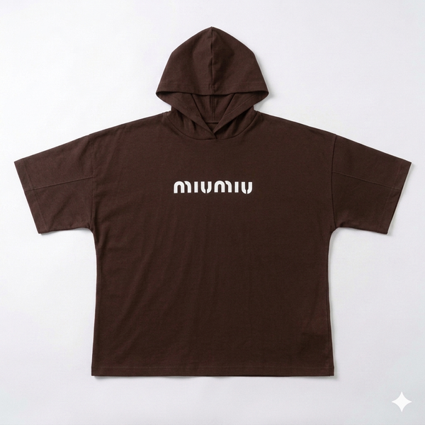 تیشرت باکسی کلاه دار مدل miu miu فری سایز 4