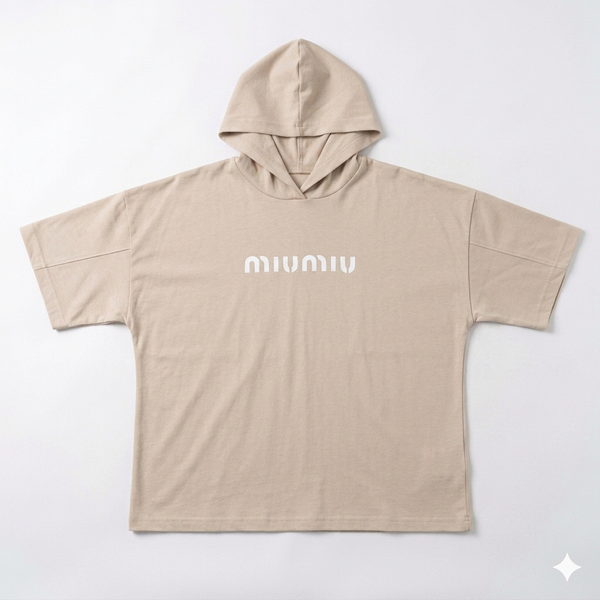 تیشرت باکسی کلاه دار مدل miu miu فری سایز  1