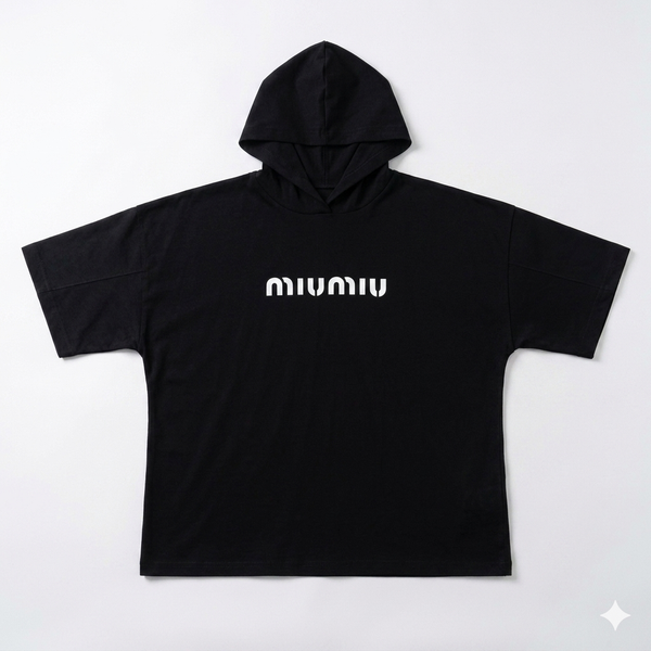 تیشرت باکسی کلاه دار مدل miu miu فری سایز 7