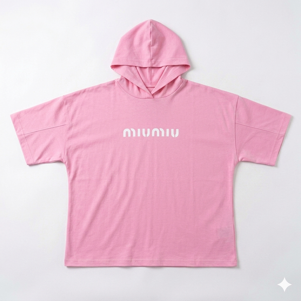 تیشرت باکسی کلاه دار مدل miu miu فری سایز 5