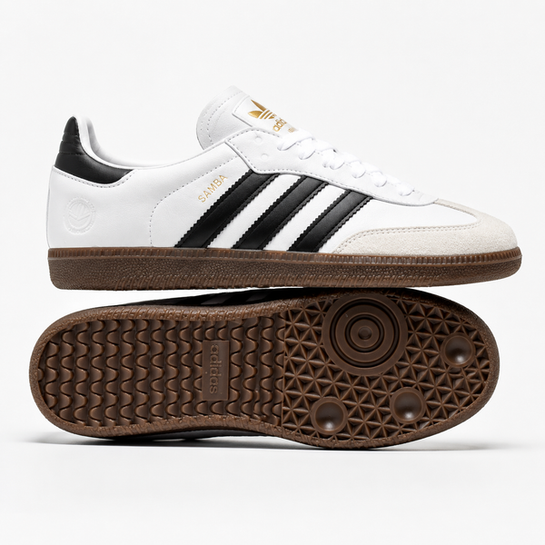خرید کفش اسپرت کتانی سامبا زنانه و مردانه سفید مشکی samba adidas 