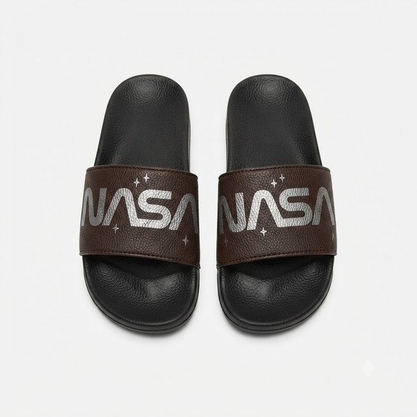 خرید صندل دمپایی طرح NASA قهوه ای 