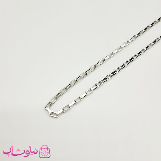 خرید  زنجیر گردنبند مدل باکس (آجری) استیل نقره ای 60 سانت 2 میل 