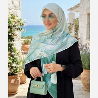 روسری نخ کاستوم قواره 140 طرح شیوا سبز روشن