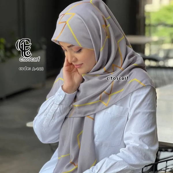 خرید روسری نخ کاستوم طرح افرا قواره بزرگ 140 سانتیمتر