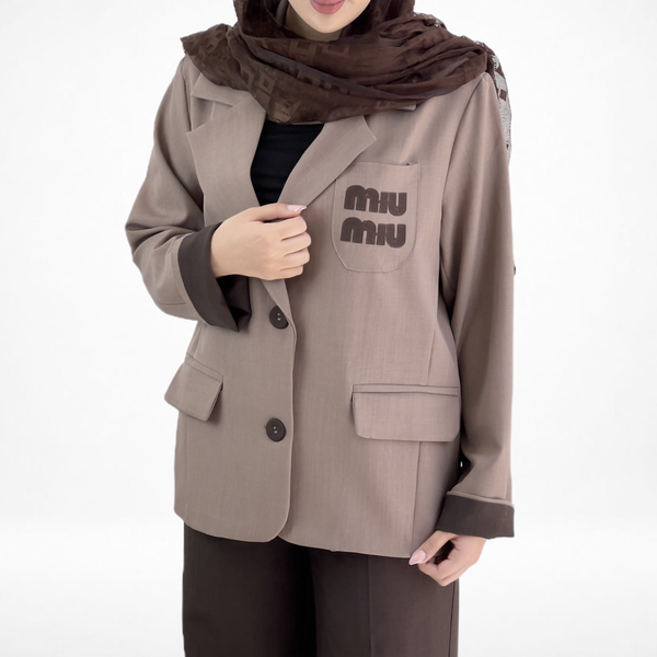 خرید  ست کت و شلوار موکا  مدل miu miu 