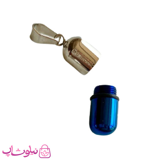 پلاک گردنبند کپسول عشق آبی نقره ای کد 199