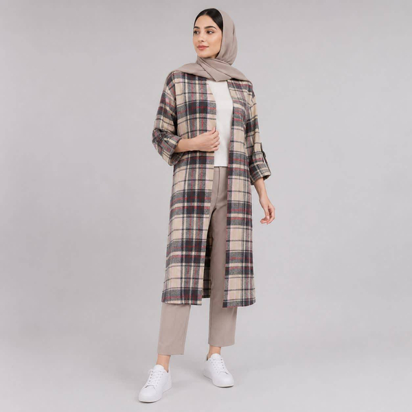 مانتو اسپرت چهارخونه پشمی پاییزه