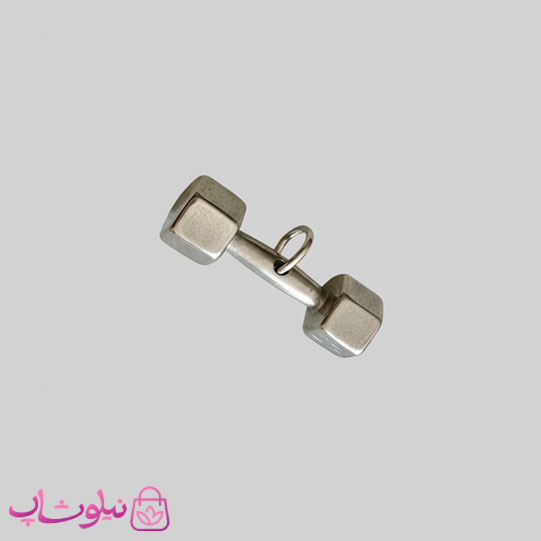 خرید  گردنبند دمبل ورزشی مدل نقره ای استیل (اندازه پلاک متوسط) 