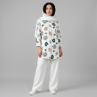 مانتو زنانه لینن طرح دار پازل کد 205
