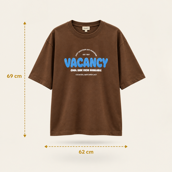 تیشرت زنانه لانگ باکسی طرح VACANCY جنس نخ پنبه سوپر فری سایز (۴۰ تا ۵۰)