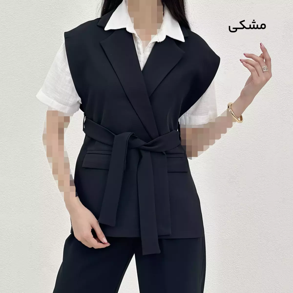 وست یقه انگلیسی کرپ مازراتی (آبی)