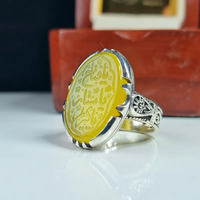 خرید انگشتر نقره مردانه عقیق زرد عیار 925 دست ساز حکاکی استاد فتح 