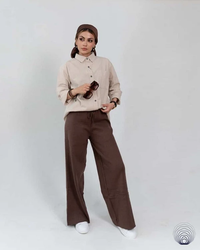 شومیز زنانه لینن کرمی روشن H&M