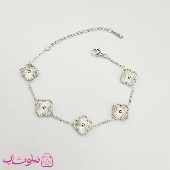 خرید دستبند زنانه مدل ونکلیف نقره ای استیل