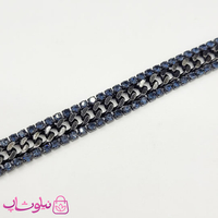 خرید  دستبند زنانه ترکیب کارتیه و تنیسی مشکی سرمه ای 