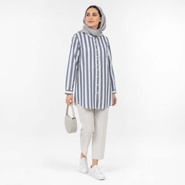 مانتو زنانه اسپرت راه راه