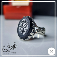 خرید انگشتر نقره زنانه عیار 925 با نگین عقیق مشکی حکاکی دست استاد فتح 