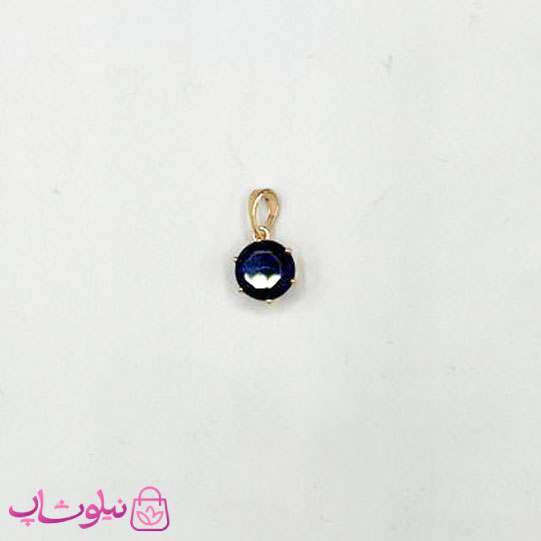 خرید  آویز گردنبند زنانه طرح تک نگین سرمه ای تیره مینیمال 6 میل 