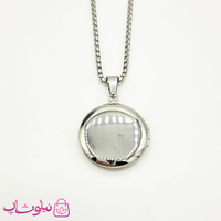 گردنبند لاکت عکس مردانه استیل نقره ای دایره شکل کد 230
