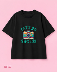 خرید تیشرت اورسایز مشکی طرح دوربین “Let’s Do Shots”