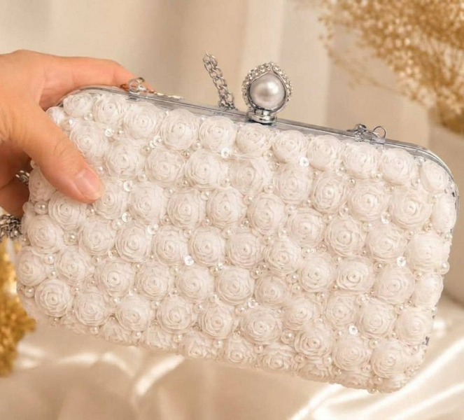خرید کیف عروس مدل آرالیا نقره ای 