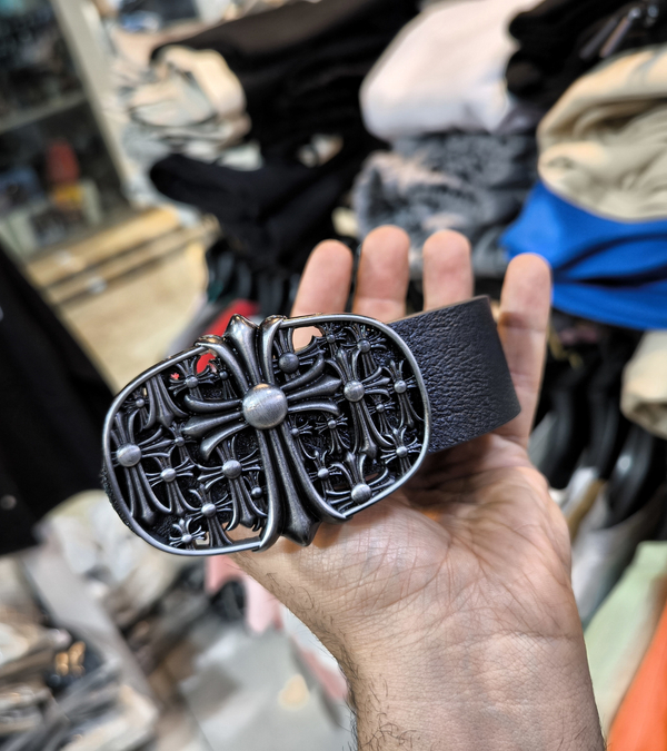 کمربند کروم هارتز اعلا سگک‌ فلزی تسمه طرح چرم استایل بگ ۲۰۲۶ کد 7080
