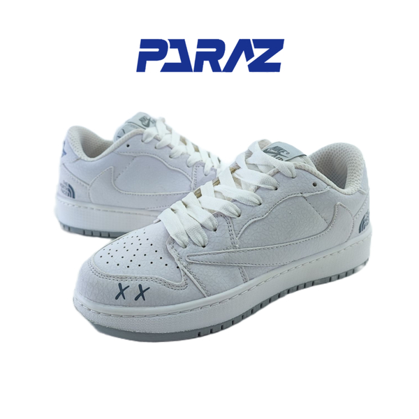 خرید کفش اسپرت زنانه و پسرانه مدل نایکی تراویس nike Travis تمام سفید با بند اضافه