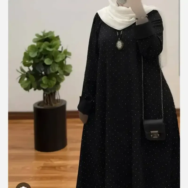 کفتان مانتویی مشکی کرسپو نگین دار با کمربند