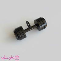 خرید  گردنبند اسپرت مدل دمبل ورزشی مشکی استیل (اندازه پلاک درشت) 