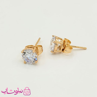 گوشواره دخترانه میخی ژوپینگ طلایی سفید کد 1691