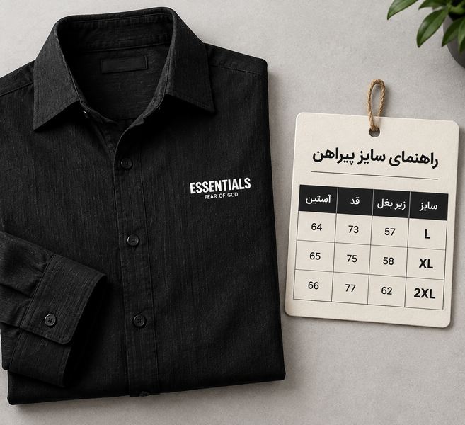 پیراهن باکسی آستین بلند مردانه پارچه بوکله مشکی با چاپ مینیمال / اورجینال دیلم کد 9385