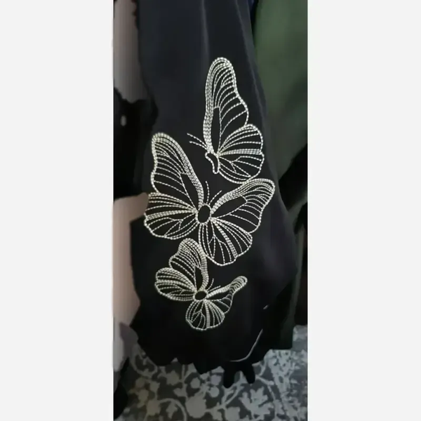 عبا پروانه گلدوزی شده جنس الیزه گرم بالا رنگ مشکی