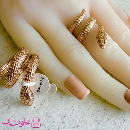 خرید  انگشتر زنانه ژوپینگ مدل مار طلایی رنگ 